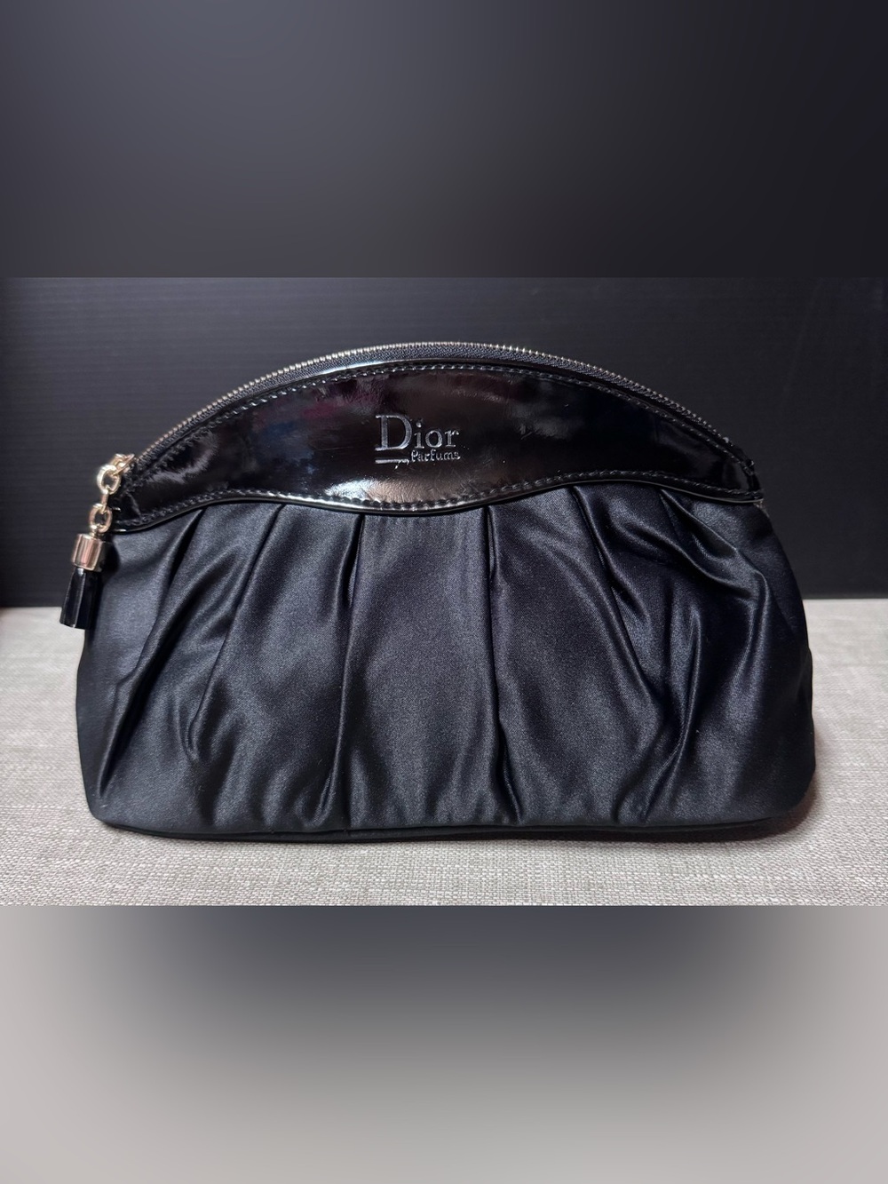 Dior Black Satin and Patent Cosmetic Pouch - Picture 2 of 13